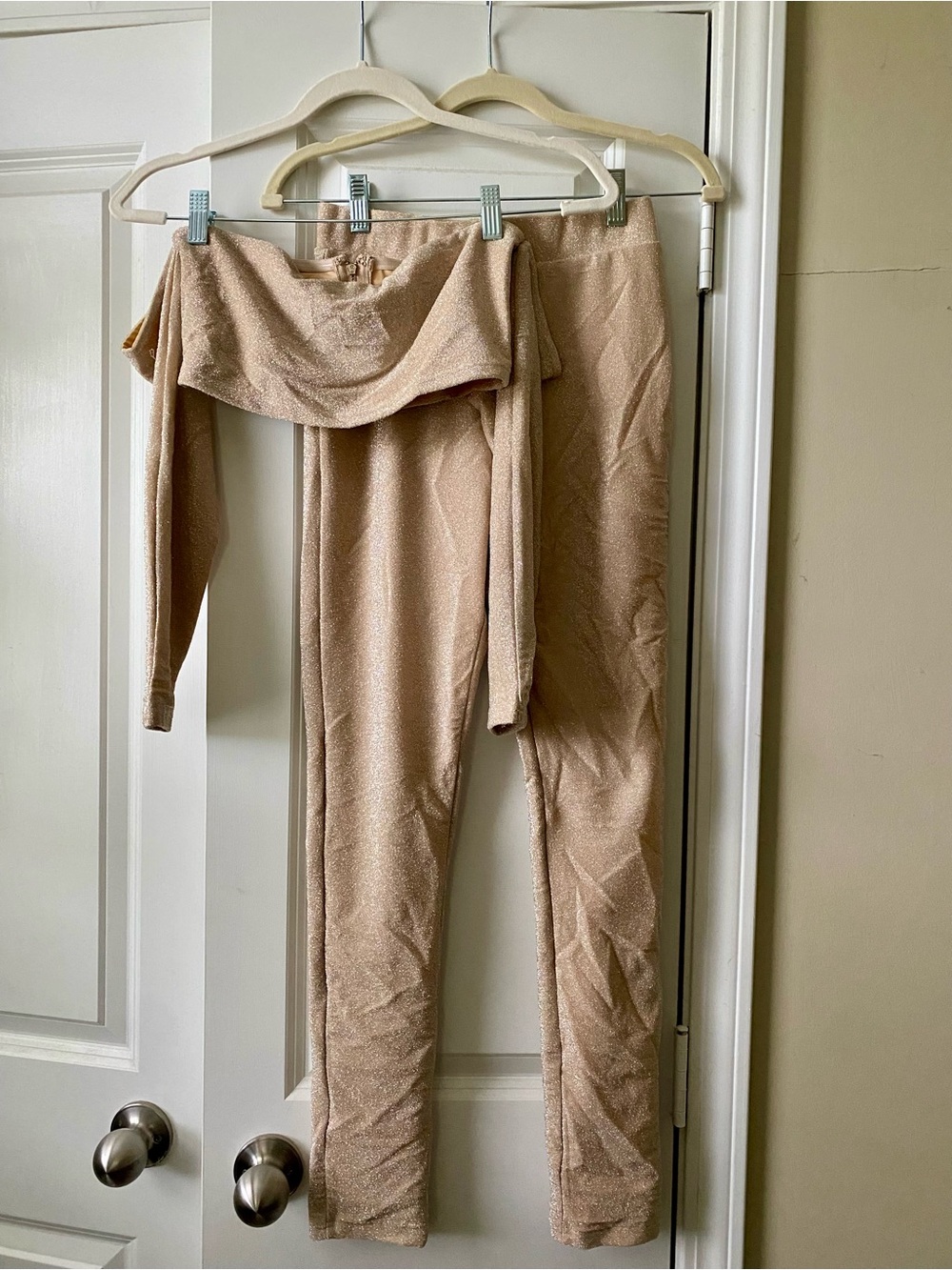 Baby Boo Two piece Off-Shoulder set in Champagne